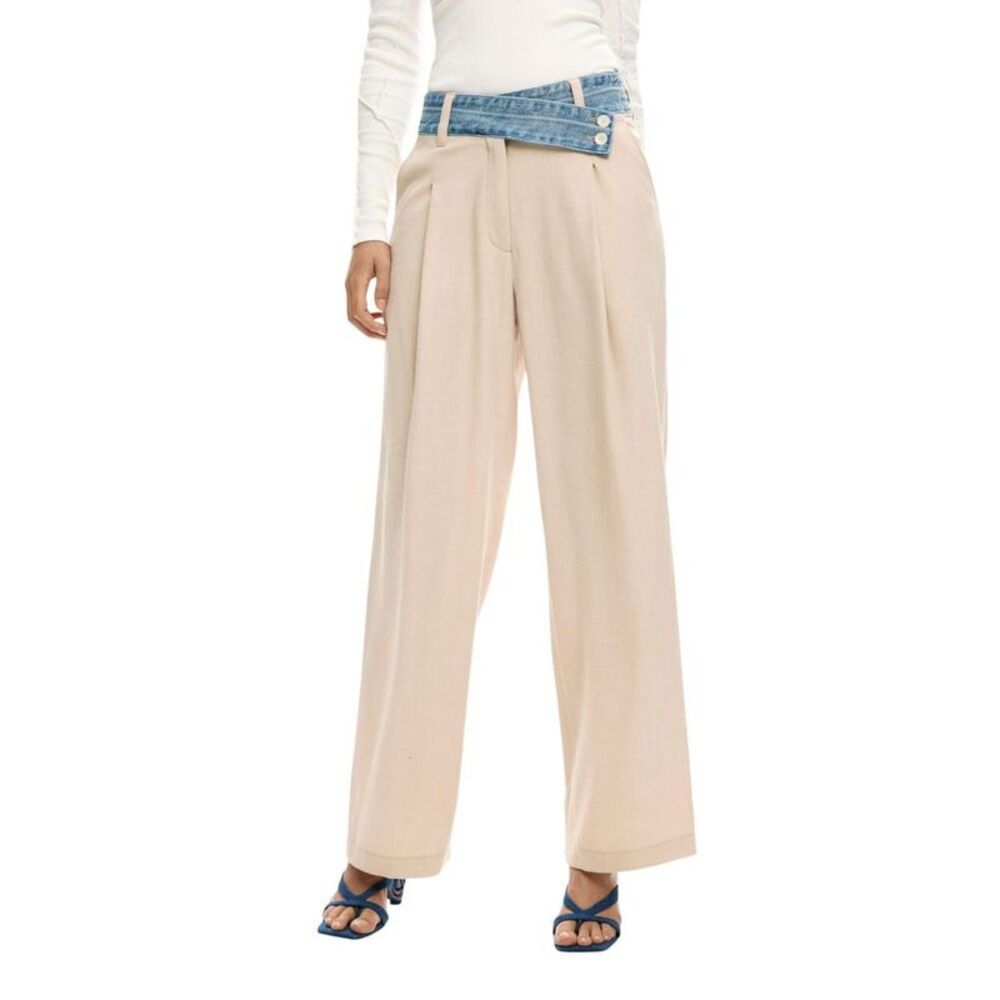 Desigual Beige Viscose Flared Women's Pants